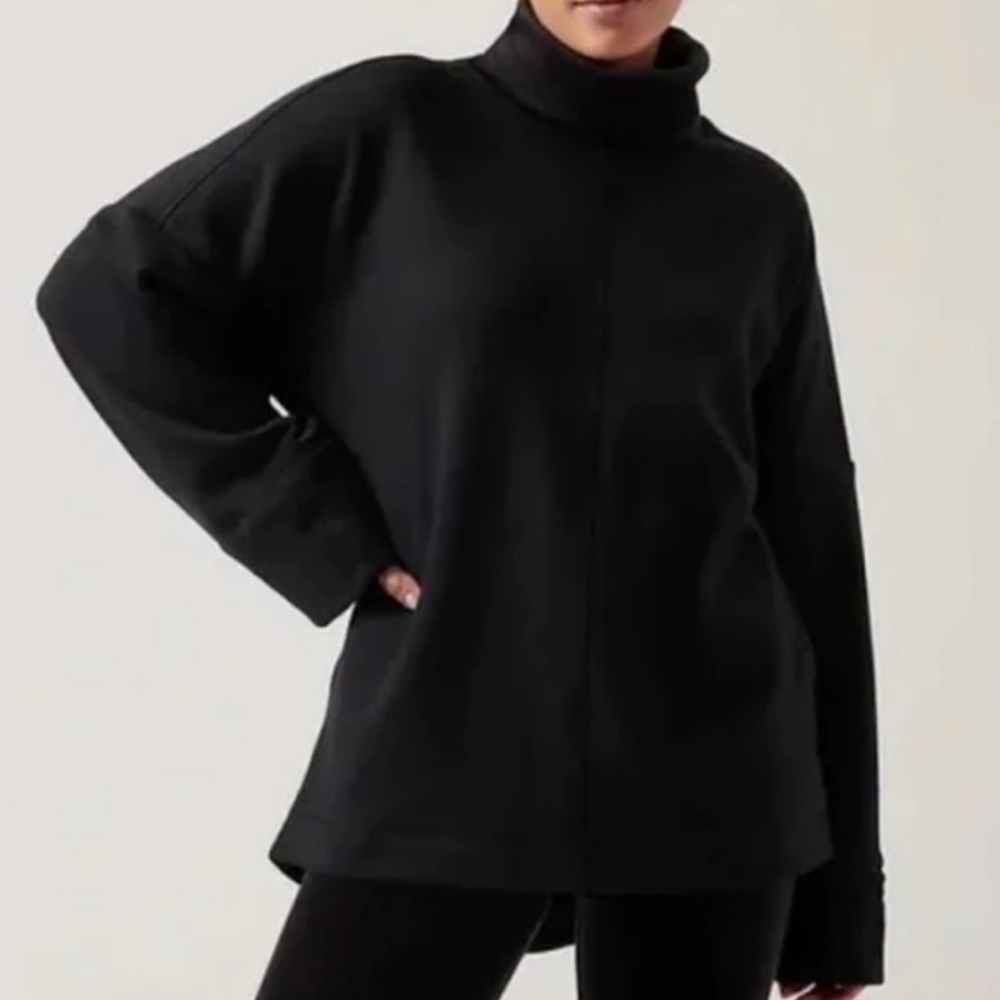 Athleta Cozy Karma Funnel Neck Sweatshirt Black S/466846 black size small